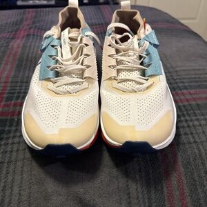 Men's Sneakers in White, Blue, and Tan